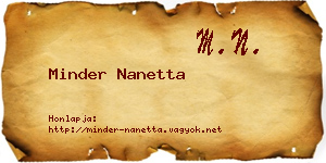 Minder Nanetta névjegykártya